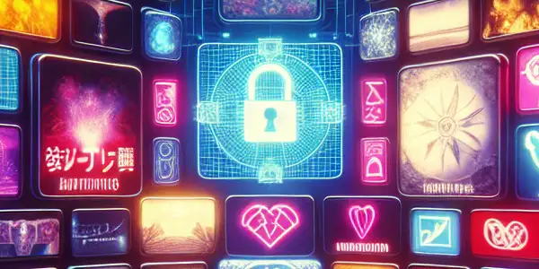 A vibrant digital platform showcasing diverse Japanese adult film thumbnails in a futuristic, alluring environment.<a href=